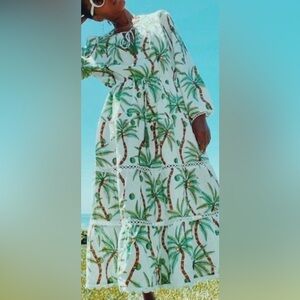 FARM Rio Swinging Palms Linen Maxi Dress.